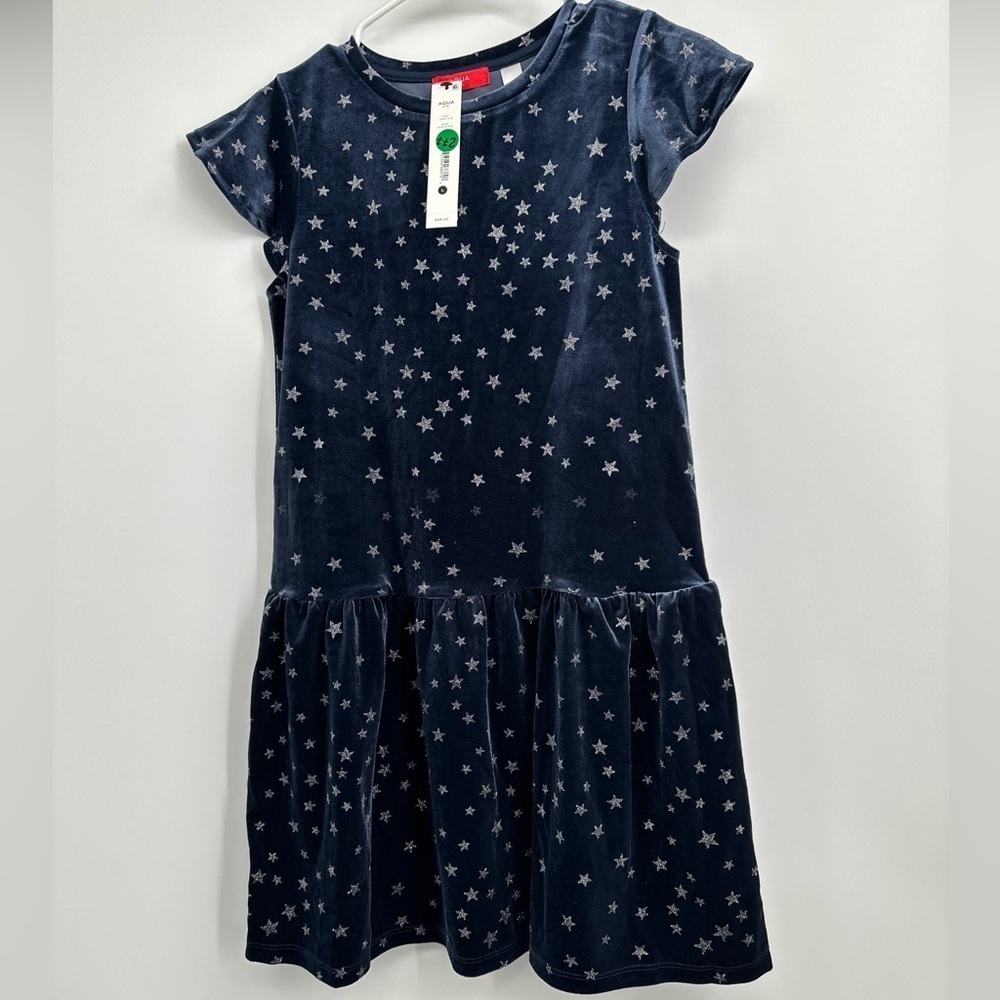 Aqua Girl's Star Print Velvet Dress Blue Size L Bloomingdale’s